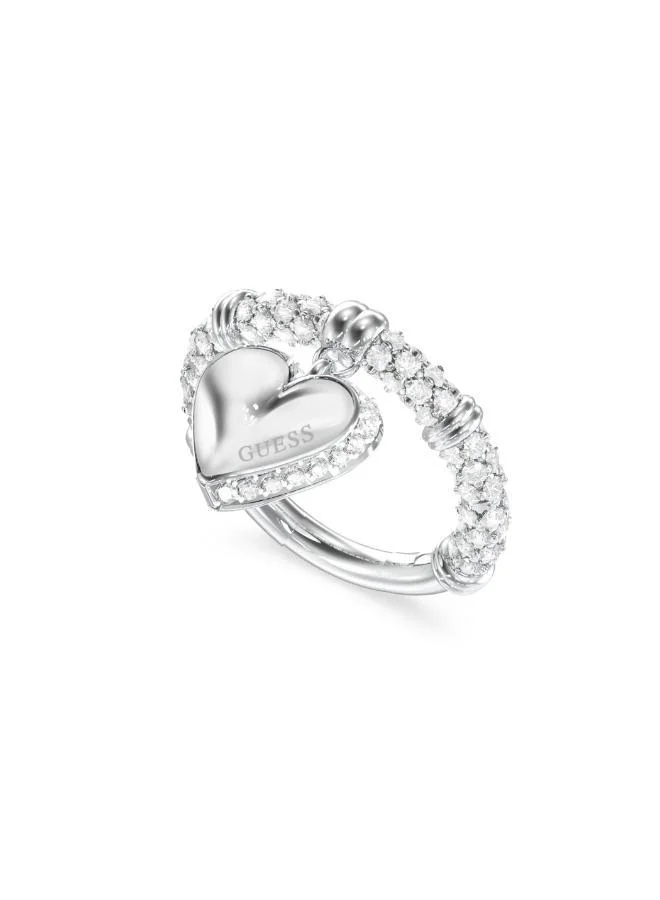 GUESS Heart Charm Pave Ring